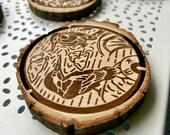 Japanese Manhole Cover Wooden Coasters: Animal & Insect Art, Set of 5 thumbnail 4