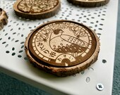 Japanese Manhole Cover Wooden Coasters: Animal & Insect Art, Set of 5 thumbnail 3
