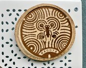 Japanese Manhole Cover Wooden Coasters: Animal & Insect Art, Set of 5 thumbnail 6