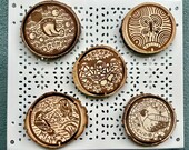 Japanese Manhole Cover Wooden Coasters: Animal & Insect Art, Set of 5 thumbnail 1