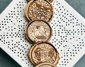 Japanese Manhole Cover Wooden Coasters: Animal & Insect Art, Set of 5 thumbnail 5
