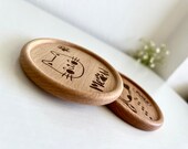 Japan-Style Cat Wooden Coasters: Kitten Lover Gift, Set of 2 thumbnail 5