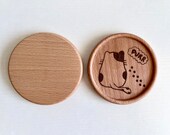 Japan-Style Cat Wooden Coasters: Kitten Lover Gift, Set of 2 thumbnail 2