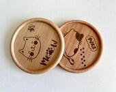 Japan-Style Cat Wooden Coasters: Kitten Lover Gift, Set of 2 thumbnail 9