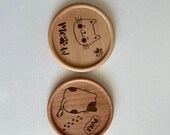 Japan-Style Cat Wooden Coasters: Kitten Lover Gift, Set of 2 thumbnail 10
