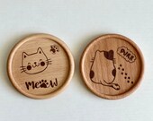 Japan-Style Cat Wooden Coasters: Kitten Lover Gift, Set of 2 thumbnail 1