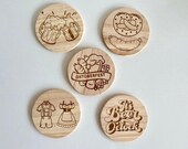 Oktoberfest Beer Wooden Coasters: Festival Gift Set (5 pcs) thumbnail 1