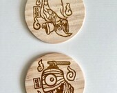 Yokai Wooden Coasters: Japanese Folklore Decor, Set of 4 thumbnail 7