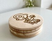 Yokai Wooden Coasters: Japanese Folklore Decor, Set of 4 thumbnail 5