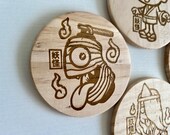 Yokai Wooden Coasters: Japanese Folklore Decor, Set of 4 thumbnail 2