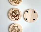 Yokai Wooden Coasters: Japanese Folklore Decor, Set of 4 thumbnail 3