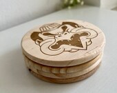 Kabuki Mask Wooden Coasters: Japanese Theater Decor, Set of 4 thumbnail 3
