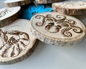 Undersea World Wooden Coasters with Bark: Nautical Decor, Set of 6 thumbnail 3