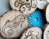 Undersea World Wooden Coasters with Bark: Nautical Decor, Set of 6 thumbnail 9