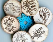 Undersea World Wooden Coasters with Bark: Nautical Decor, Set of 6 thumbnail 2