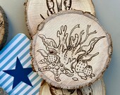Undersea World Wooden Coasters with Bark: Nautical Decor, Set of 6 thumbnail 7