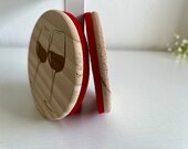 Wooden Wine Coasters: Glass & Bottle Design, Felt Backed (Set of 2) thumbnail 5