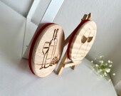 Wooden Wine Coasters: Glass & Bottle Design, Felt Backed (Set of 2) thumbnail 2