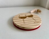 Wooden Wine Coasters: Glass & Bottle Design, Felt Backed (Set of 2) thumbnail 6