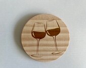 Wooden Wine Coasters: Glass & Bottle Design, Felt Backed (Set of 2) thumbnail 9