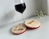 Wooden Wine Coasters: Glass & Bottle Design, Felt Backed (Set of 2) thumbnail 7