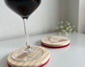 Wooden Wine Coasters: Glass & Bottle Design, Felt Backed (Set of 2) thumbnail 10