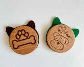 Dog Coasters with Ears: Wooden Felt Coaster Set thumbnail 1