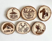 Climbing Theme Wooden Coasters with Bark - Set of 6 thumbnail 1