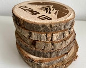 Climbing Theme Wooden Coasters with Bark - Set of 6 thumbnail 5