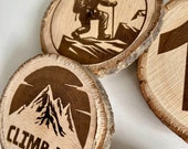 Climbing Theme Wooden Coasters with Bark - Set of 6 thumbnail 8