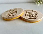 Lemonade Wooden Coasters: Citrus Drink Lover Gift, Set of 2 thumbnail 2