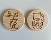 Lemonade Wooden Coasters: Citrus Drink Lover Gift, Set of 2 thumbnail 5