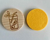 Lemonade Wooden Coasters: Citrus Drink Lover Gift, Set of 2 thumbnail 6