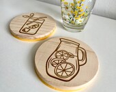 Lemonade Wooden Coasters: Citrus Drink Lover Gift, Set of 2 thumbnail 1