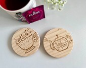 Wooden Felt Tea Coasters: Herbal Tea Lover Gift (Set of 2) thumbnail 2