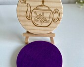 Wooden Felt Tea Coasters: Herbal Tea Lover Gift (Set of 2) thumbnail 3