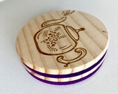 Wooden Felt Tea Coasters: Herbal Tea Lover Gift (Set of 2) thumbnail 9