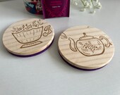 Wooden Felt Tea Coasters: Herbal Tea Lover Gift (Set of 2) thumbnail 10
