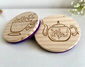 Wooden Felt Tea Coasters: Herbal Tea Lover Gift (Set of 2) thumbnail 1