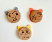 Wooden Cat Coasters with Felt Ears: Engraved Cat Lover Gift (Set of 3) thumbnail 4