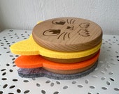 Wooden Cat Coasters with Felt Ears: Engraved Cat Lover Gift (Set of 3) thumbnail 3