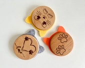 Wooden Cat Coasters with Felt Ears: Engraved Cat Lover Gift (Set of 3) thumbnail 7
