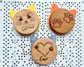 Wooden Cat Coasters with Felt Ears: Engraved Cat Lover Gift (Set of 3) thumbnail 10