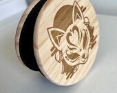 Kitsune Fox Mask Wooden Coasters: Japanese Folklore Gift (Set of 2) thumbnail 5