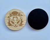 Kitsune Fox Mask Wooden Coasters: Japanese Folklore Gift (Set of 2) thumbnail 3