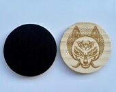 Kitsune Fox Mask Wooden Coasters: Japanese Folklore Gift (Set of 2) thumbnail 2