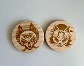 Kitsune Fox Mask Wooden Coasters: Japanese Folklore Gift (Set of 2) thumbnail 9