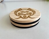 Kitsune Fox Mask Wooden Coasters: Japanese Folklore Gift (Set of 2) thumbnail 4