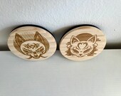 Kitsune Fox Mask Wooden Coasters: Japanese Folklore Gift (Set of 2) thumbnail 6