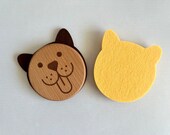 Dog Wooden Felt Coasters: Puppy Lover Gift, Set of 2 thumbnail 2